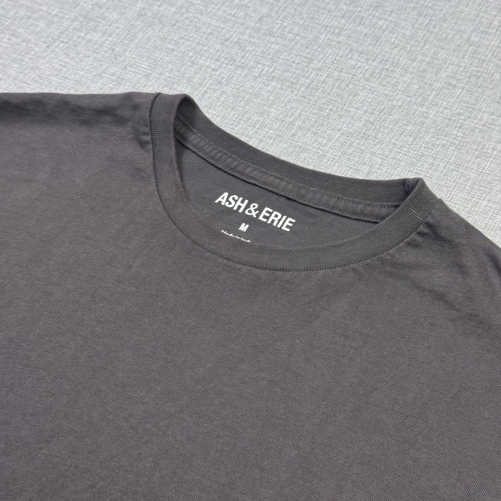 ASH & ERIE T-Shirt Mens M Gray Basic Crew Neck Cotton Tagless Jersey Classic Fit